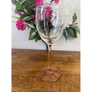 Vintage Luminarc France Pink Stem Wine Glass Replacement Retro Barware Bar Cart‎